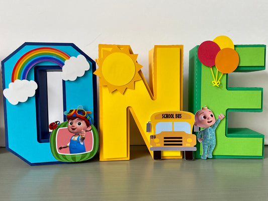 Cocomelon 3D letters, Cocomelon party